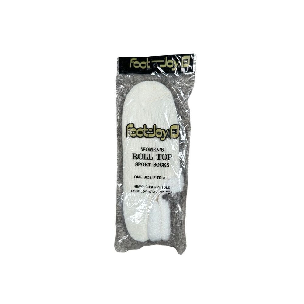 NWT Vintage FootJoy FJ Womens Roll Top Sport Socks Heavy Cushion Sole Golf Cream